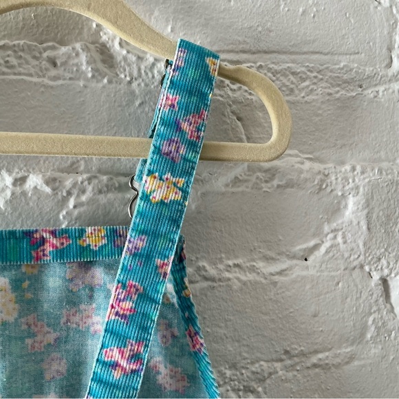 Vintage Oshkosh B’Gosh Corduroy Overall Jumper Dress 6 Blue Pink Floral USA Made - Picture 10 of 14